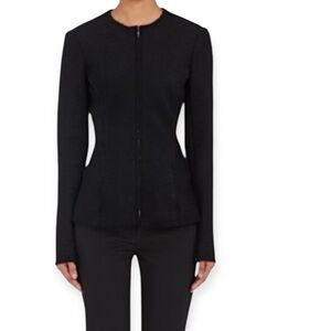 The Row • Stanna Black Bouclé Wool Zip Jacket Silk Lined Zip Cuffs Made in USA